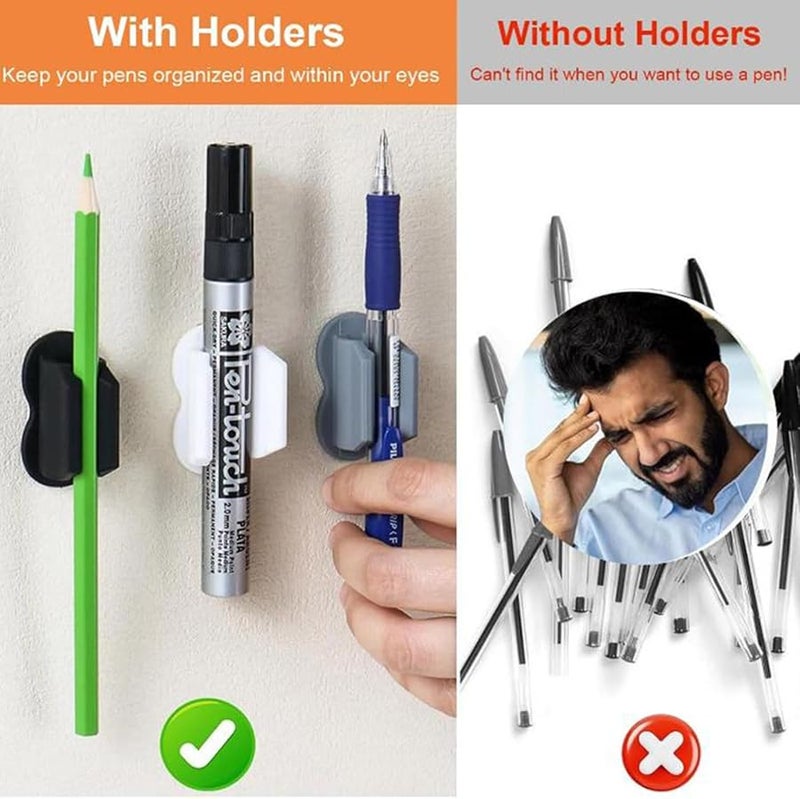 Blue Adhesive Silicone Pen Holder Clip For Whiteboard Desk Wall Office Classroom - Image 4